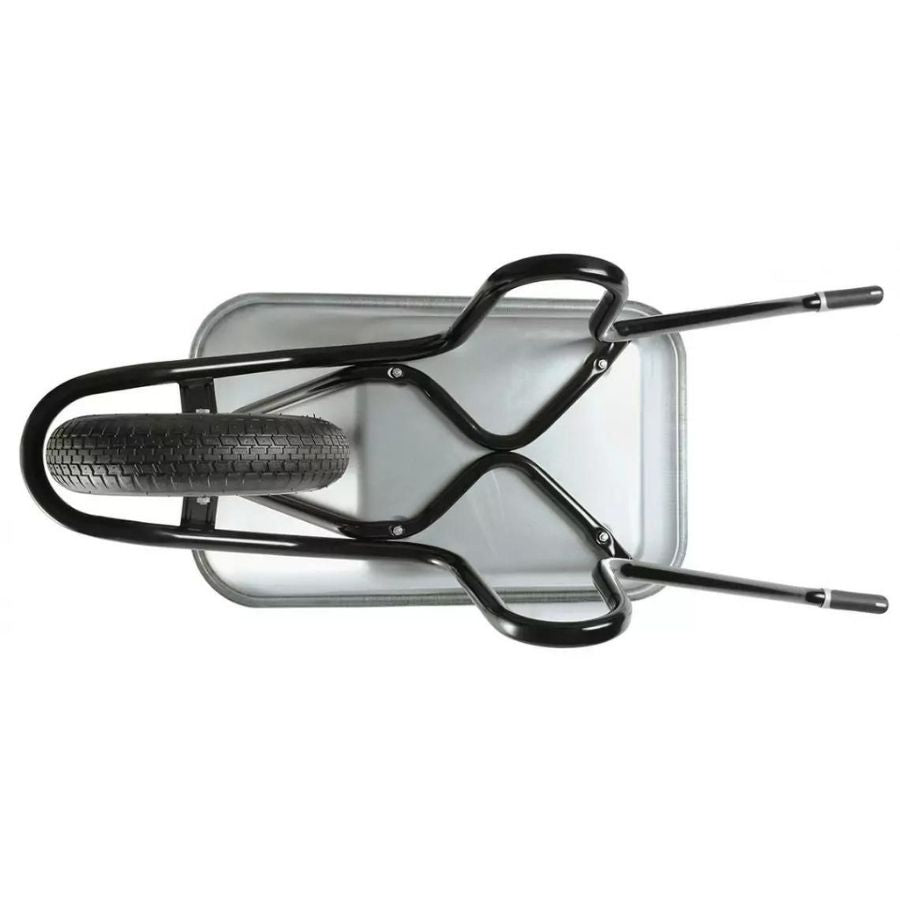 Brouette de chantier 120 litres pour rénovation avec caisse galvanisée et roue gonflée