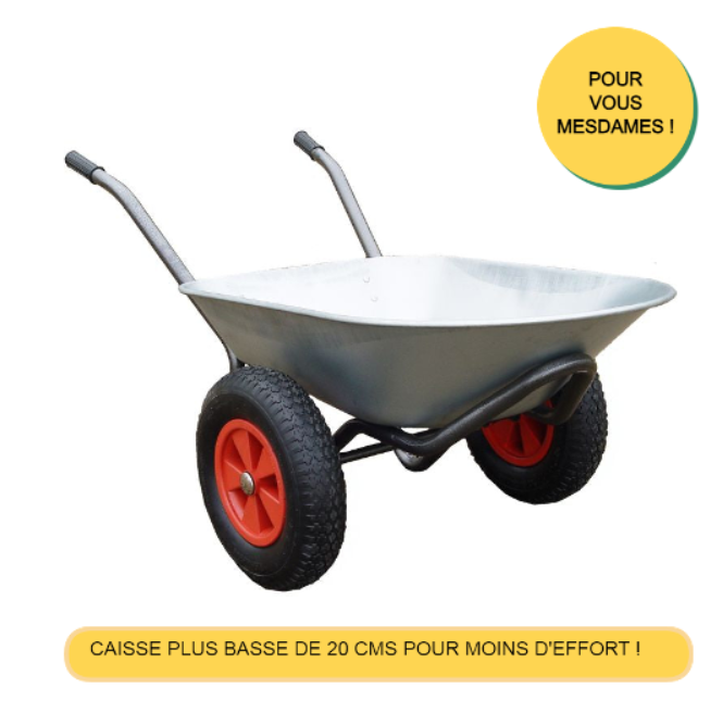 Brouette deux roues de 90 litres pour femme