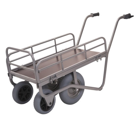 Chariot agricole et jardinerie avec roue increvable sur fond blanc