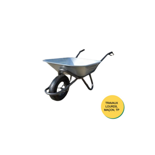 Brouette 90 litres châssis renforcé et pneu increvable