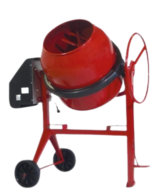 Bétonnière professionnelle de 170 L électrique sur fond blanc