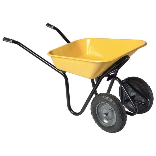 Brouette 100 litres peinte avec déversement latéral sur fond blanc