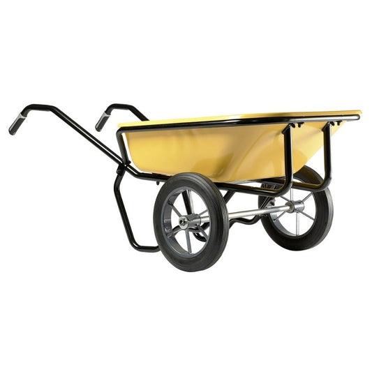 Brouette deux roues peinte 160 litres avec roues pleines sur fond blanc