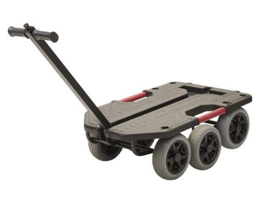 Chariot charges lourdes tout terrain avec 6 pneus increvables sur fond blanc