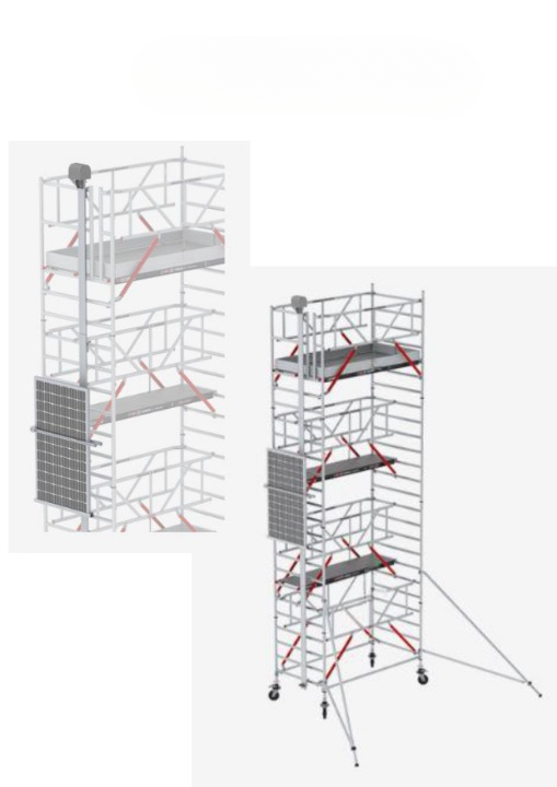 Système de levage modulaire pour panneau solaire Hauteur travail 4.20 m sur fond blanc